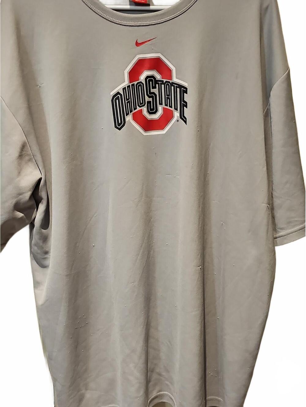 Nike Team Fit Dry OSU Ohio State Buckeyes Men's Poly T-Shirt Gray XXL